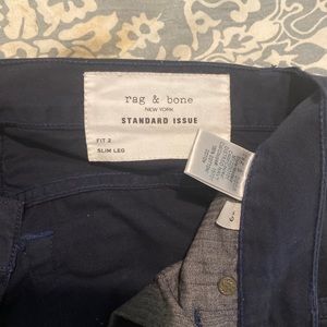 Rag & Bone Fit 2 Slim Leg distress Navy Pants 29